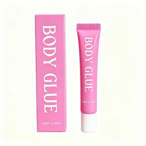 Body Glue, Cosmetic Makeup Body Adhesive, Sweat & Water-Resistant, Stain-Free, Easy Soap & Water Removal, Long-Lasting Hold