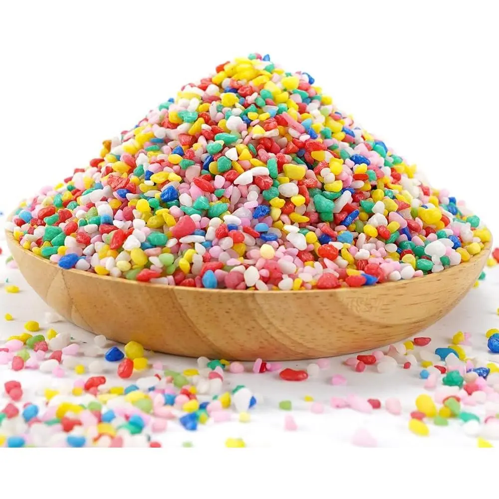 Mini Rainbow Confetti Gravel Pebbles Mix Colored Stones Aquarium Gravel Decorative Colored Garden Sand Succulent Cactus Bonsai Gritty Mix Rocks for Top Dressing Landscaping Home Decor 2.2 lbs