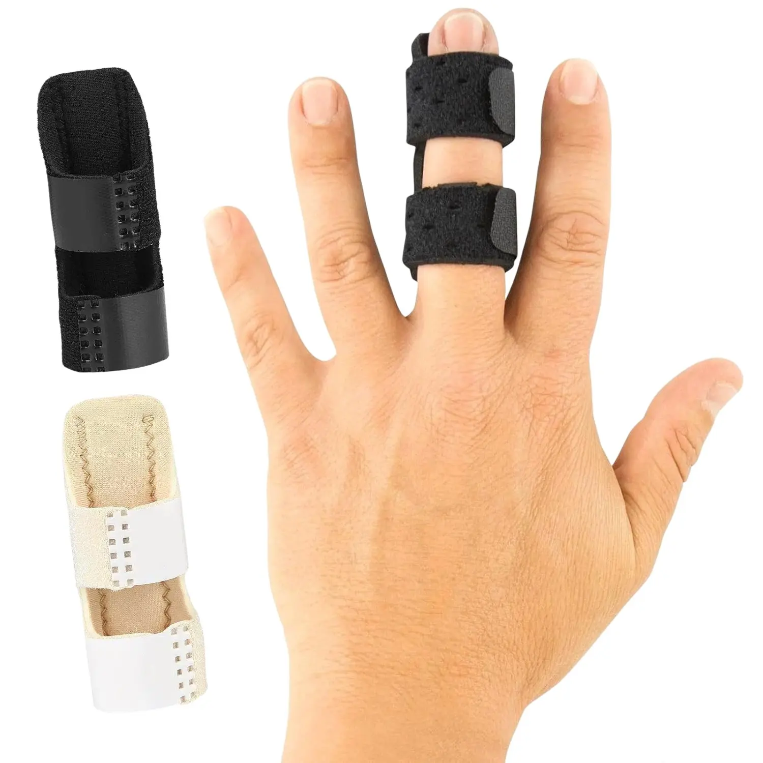 Finger Splint 2 Pack, Universal Finger Straightener, Finger Stabilizer, Broken and Trigger Finger Splints, Arthritis Pain Relief, Sprain Support