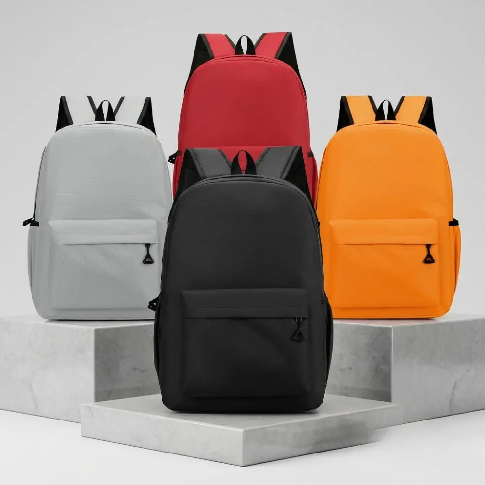 Minimalist Solid Color Backpack, Waterproof Oxford Fabric Bag for School, College & Travel, Lightweight Unisex Design with Zip Closure, Breathable