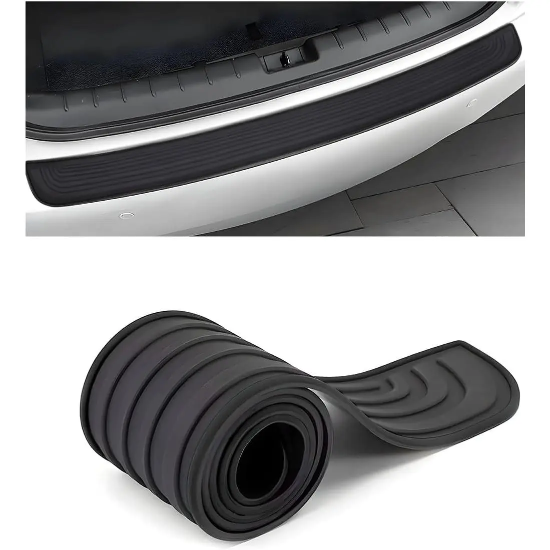 Rear Bumper Protector Guard, Anti-Scratch Auto Trunk Door Entry Protection Strip, Non-Slip Rubber Bumper Protective Cover Guard for    SUVs (Black, 35")