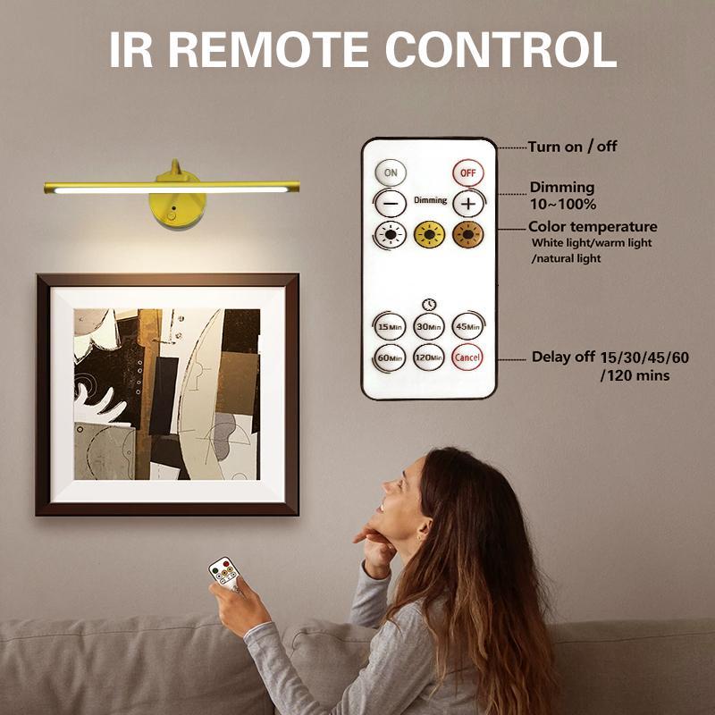 USB Rechargeable Wall-Mounted Light, Dimmable Picture Light with Remote Control, Adjustable Lights, Home Decor Lighting, Novelty Lighting for Wall Paintings, Gallery Art and Portraits, Light Decor #GLOBAL PICKS