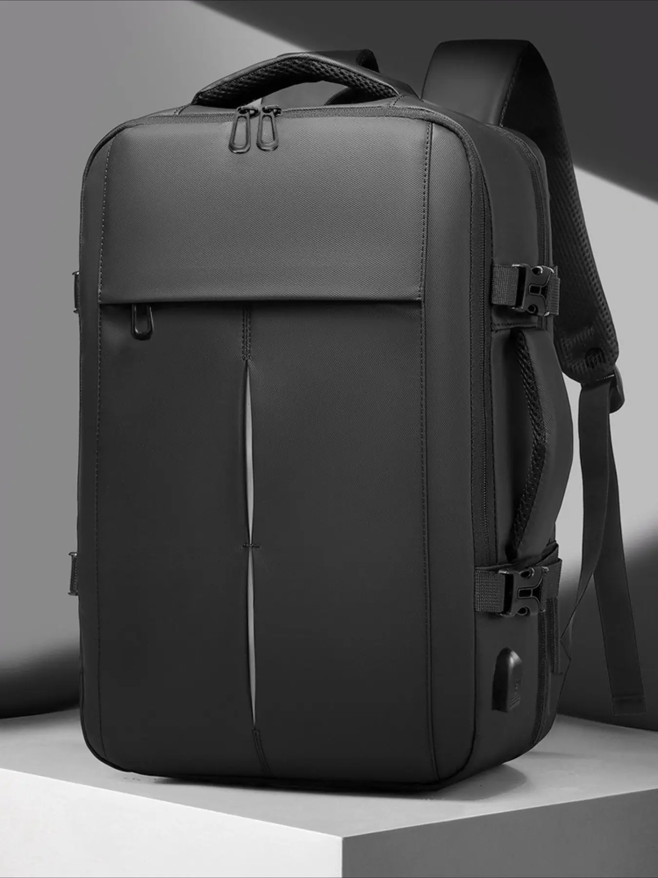 Christmas Gift Crossbody Bag, 20L Expandable Travel Backpack, Waterproof Nylon, Laptop Compartment, USB Port, Unisex, Airline Approved