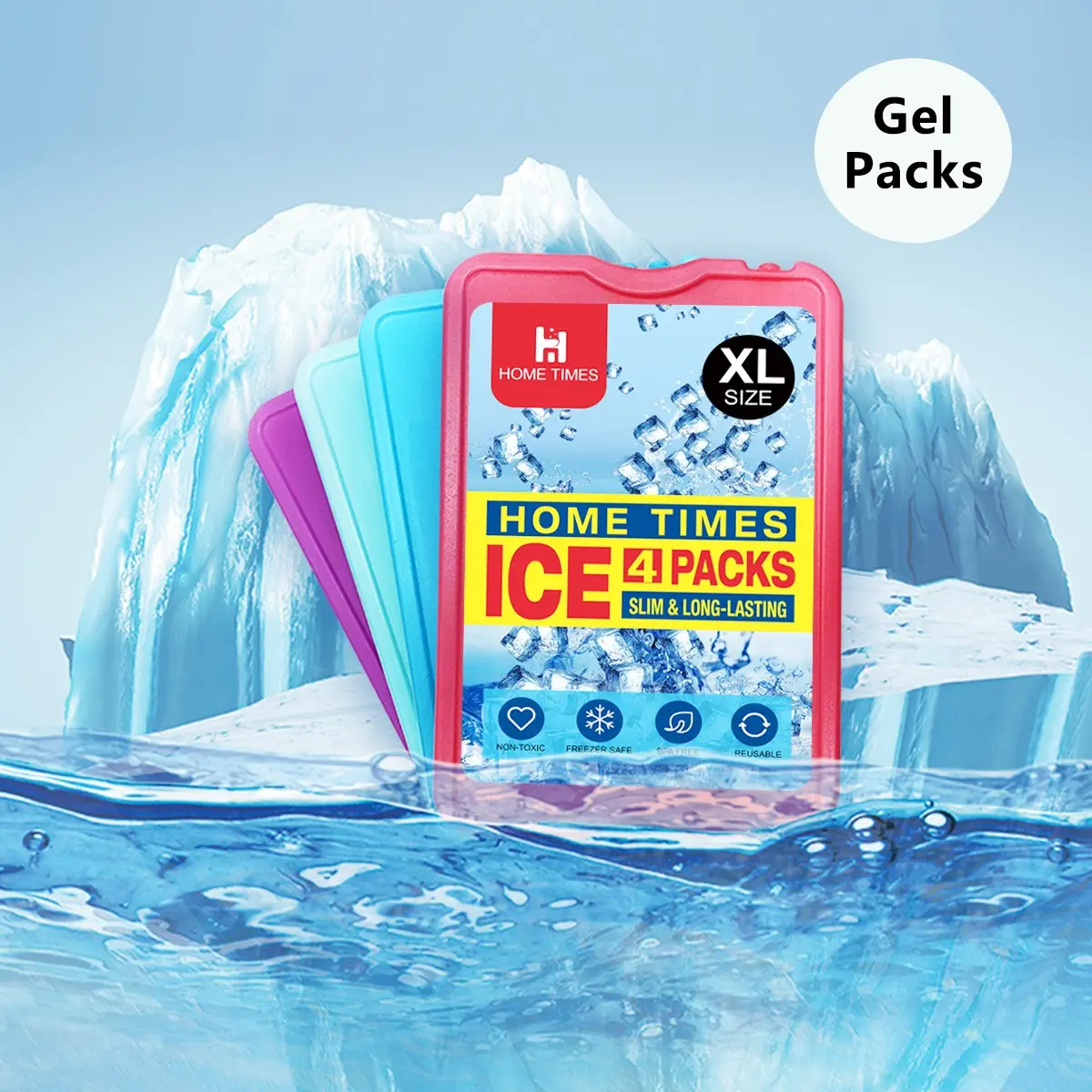 Slim Ice Packs for Lunch Box 4/8 Packs - Reusable Long Lasting Gel Freezer Packs, Ultra Thin Cooler Ice Blocks for Lunch Bag, School, Work, Camping, Beach