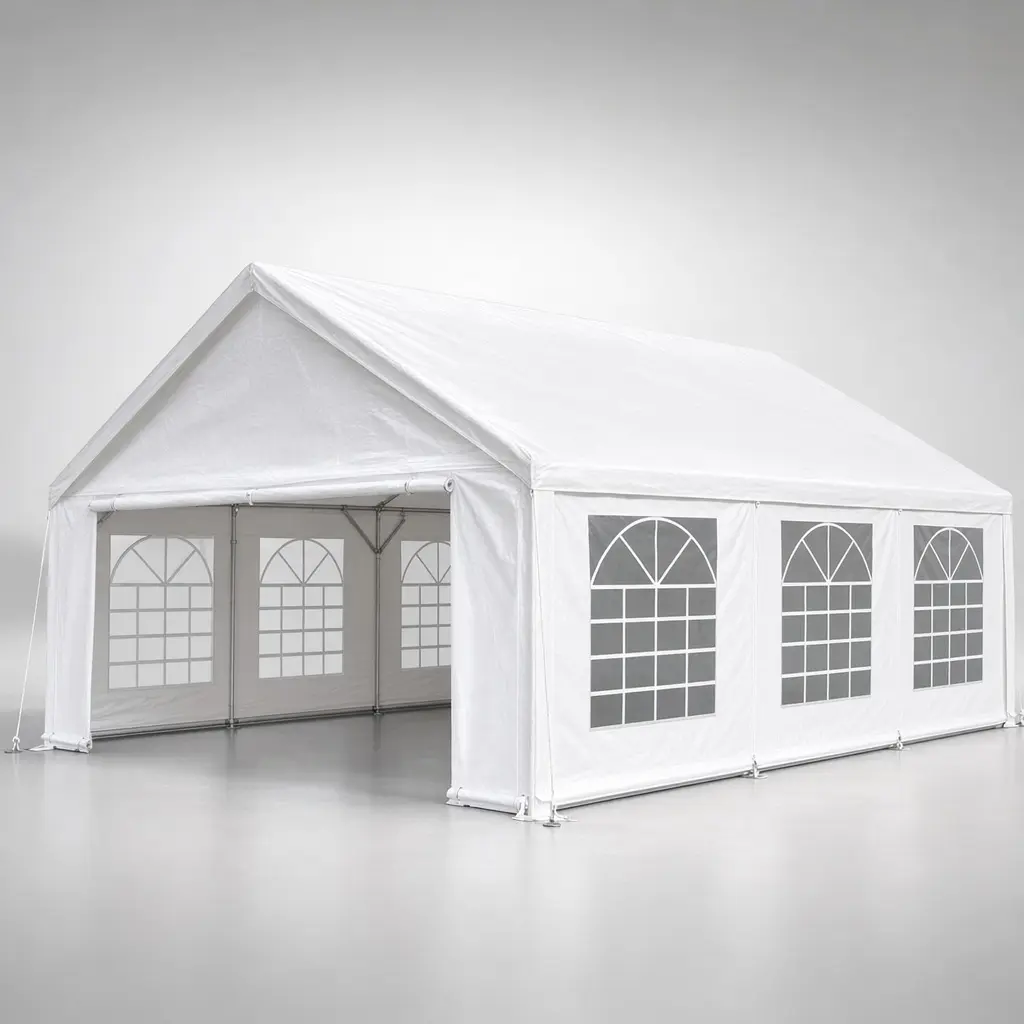 20x30 ft Heavy Duty Party Tent - White Steel Frame, UV-Resistant PE Cover, Sidewalls, Storage Bags, Easy Assembly, 11.8 ft Height for Outdoor Events