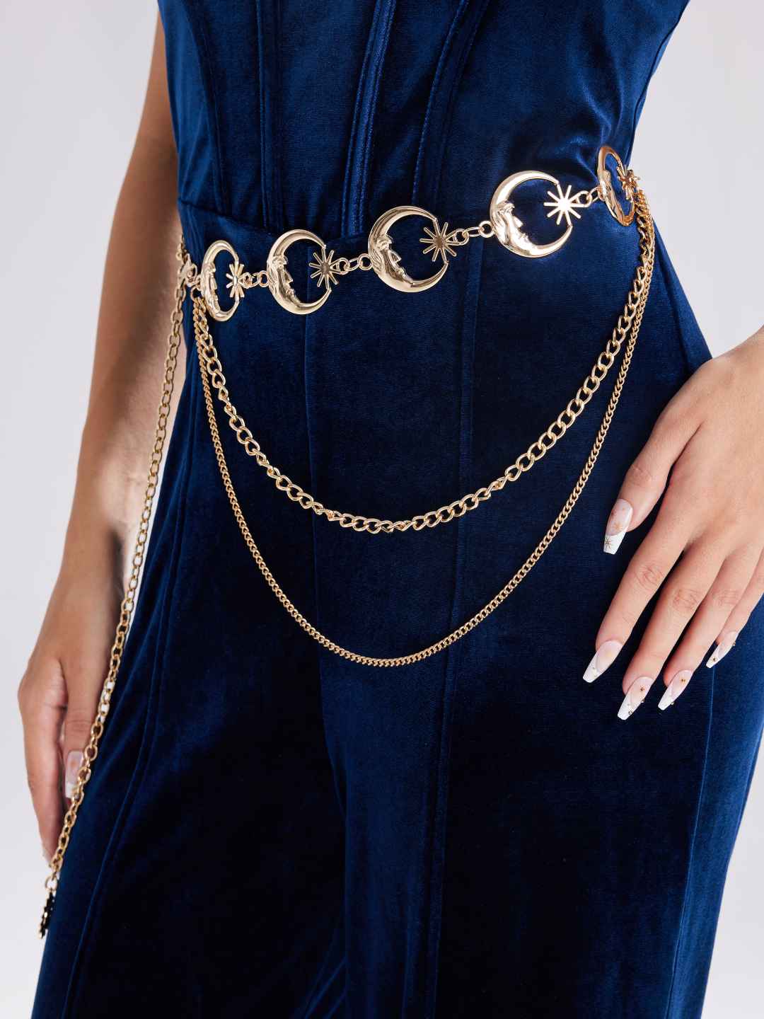 Cider [3 colors, size L/XL-2XL] Whimsigoth Star & Moon Layered Waist Chain