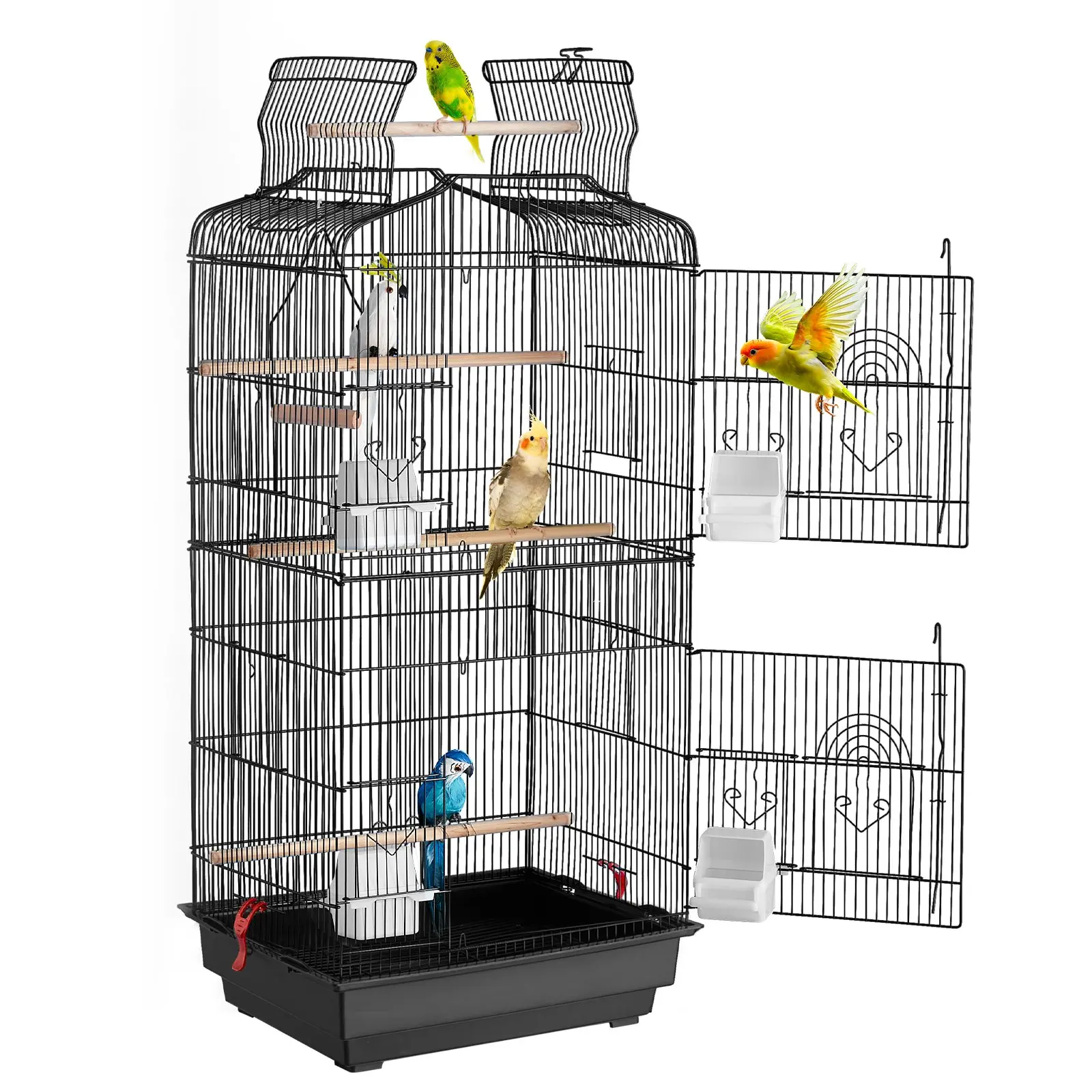 【DealsForYouDays】VEVOR 41-inch Open Top Large Parrot Bird Cage, Hanging Bird Cage for Parakeets Finches Canaries Lovebirds Cockatiels Budgies Small Quaker Conures Travel Pet Flight Birdcage with Swing and Perch