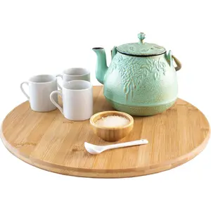 TB Home Lazy Susan Organizer for Cabinet, Pantry or Tabletop – 14" Bamboo Turntable for Kitchen, Counter or Spice Rack Storage