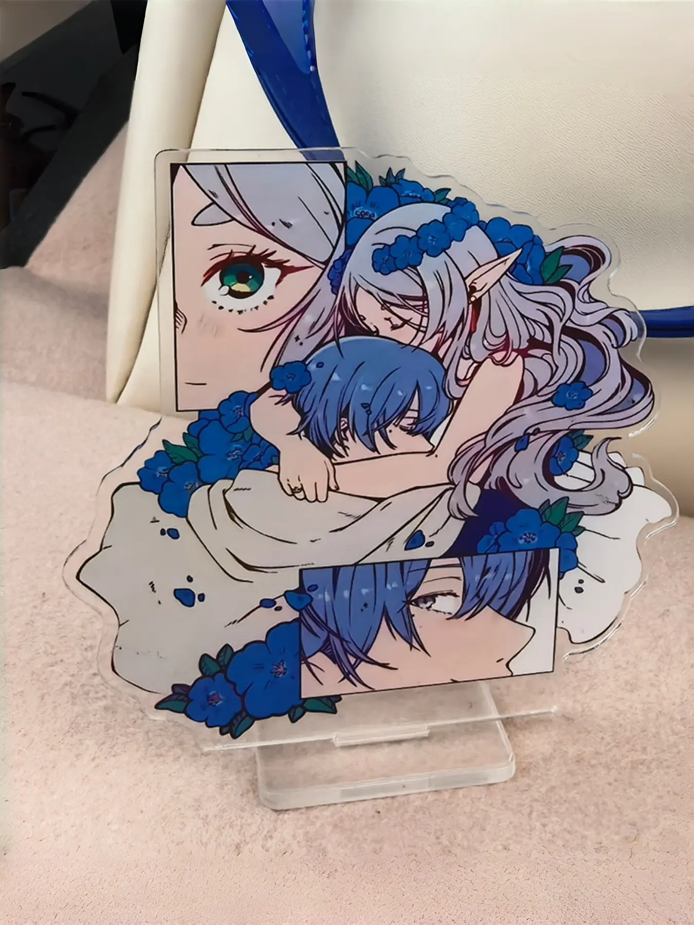 Blue Flower Fairy Acrylic Stand, Cute Cartoon Design, Durable & Scratch-Resistant, Perfect for Desk Decor, Gift Idea, All Seasons