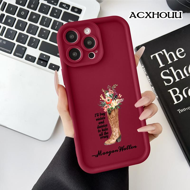 Softcase for iPhone 17 16 E Pro Max 15 Plus 14 13 12 11 XS XR Morgan Wallen Cowboy Boot Floral Coquette Pastel Design Shockproof Lightweight Protective Case
