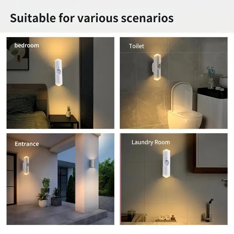 USB Rechargeable Motion Sensor Wall Light, Led Wall Light, 3000K-6000K Wall Mounted Night Light, Magnetic Wall Light for Wardrobe, Bathroom, Closet, Hallway, Toilet #GLOBAL PICKS