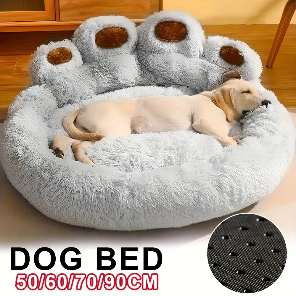 Plush Calming Dog Bed, Washable Medium Pet Bed, Soft Fuzzy Comfort, Anti-Slip Round Fluffy Plush Faux Fur Cat Bed, Winter Warm Pet Bed, Puppy Bed, Kitten Bed