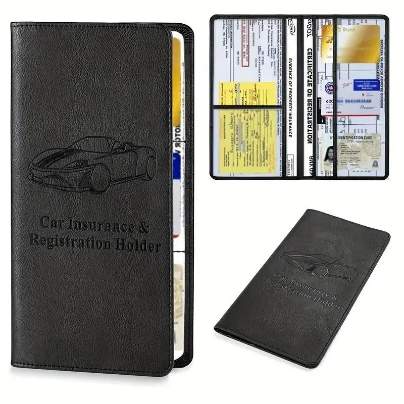 Car Registration, Driver's License, Insurance Card and Documents Storage Bag, 1-Count Car Insurance and Registration Holder Wallet Organizer, Protective Car Accessory for Men and Women #GLOBAL PICKS