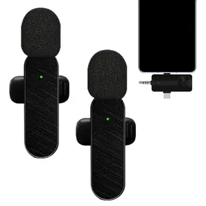 3 in 1 Professional Wireless Lavalier Microphone for iPhone/Android/Camera Wireless Microphones Mini Microphone Compact Crystal Clear Sound Quality for Recording Live Streaming Clips-Elegant Black