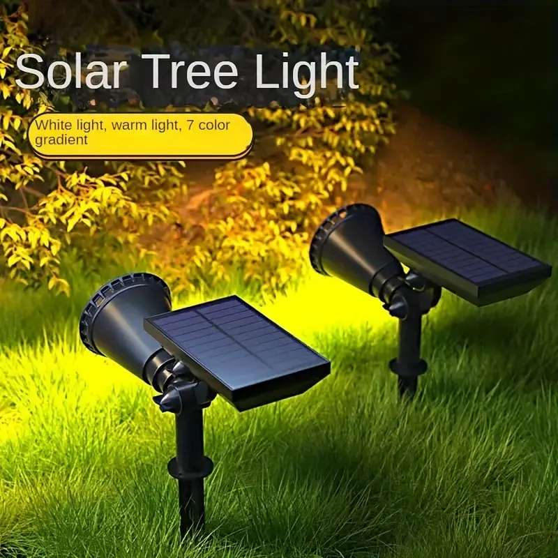 Solar landscape light, outdoor LED spotlight, 18 LED tree light, 3-level adjustable brightness, intelligent light control, automatically turns on at night, IP44 waterproof, suitable for lighting courtyards, lawns, trees, rockeries, and billboards
