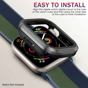2-in-1 Alloy & Silicone Bumper Case for Apple Watch 6/7/8/9/10/11/SE & Ultra – Cool Two-Tone Aesthetic, Tool-Free Fitting, Tough Enough for Trail Runs, Cycling & Water Sports. 【Watch Not Included】