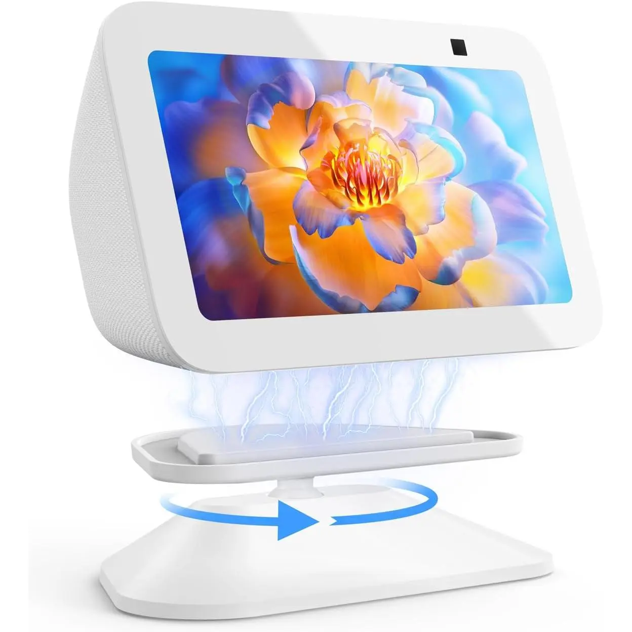 Stand for Echo Show 5 (3rd Gen), Adjustable Tilt Swivel Stand Anti-Slip Base   Compatible with 2023 Release Show 5  Speaker- White