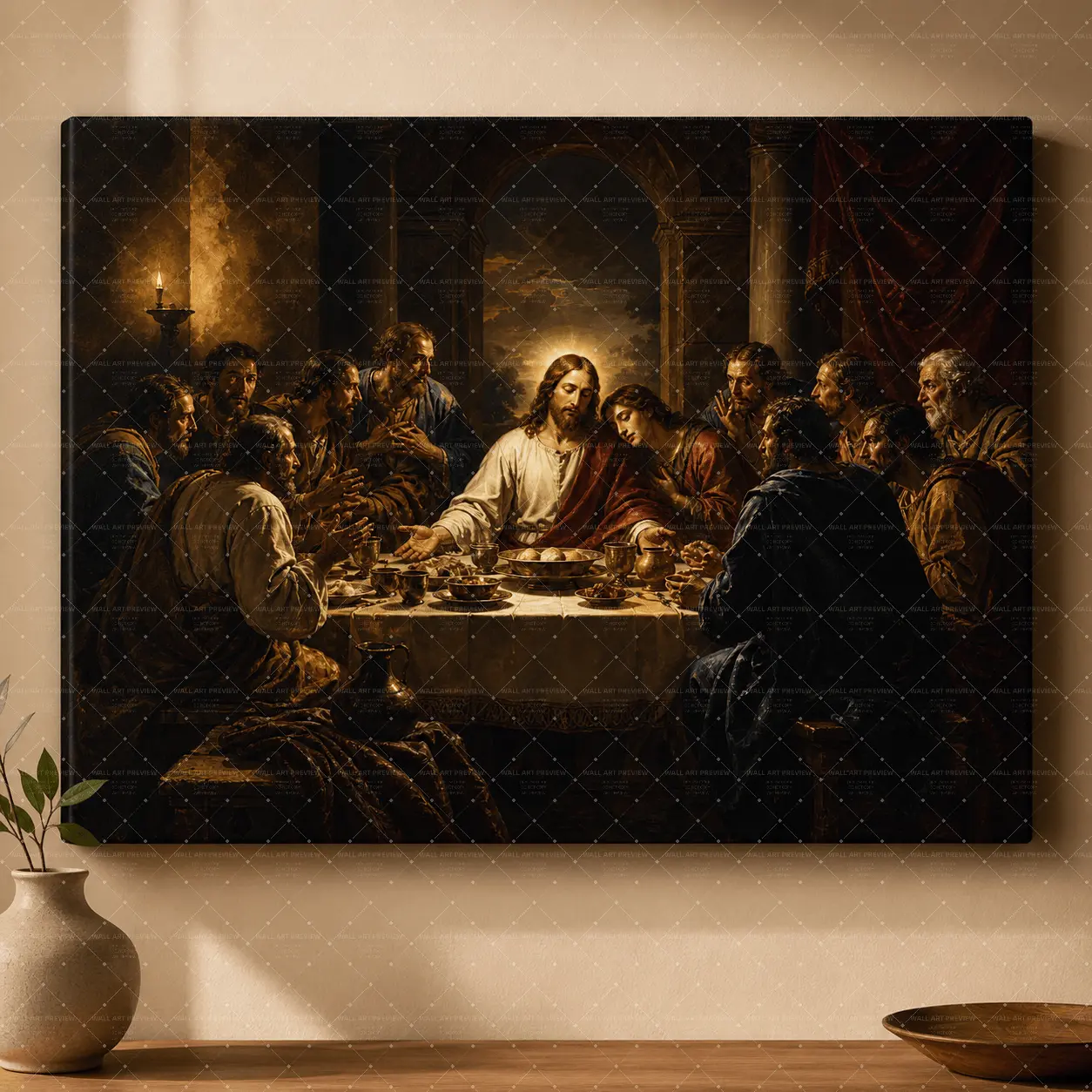 The Last Supper Christian Wall Art Canvas Poster| Jesus and Disciples Religious Canvas Print| Vintage Bible Art for Living Room Dining Room Prayer Room,wall decor,poster.