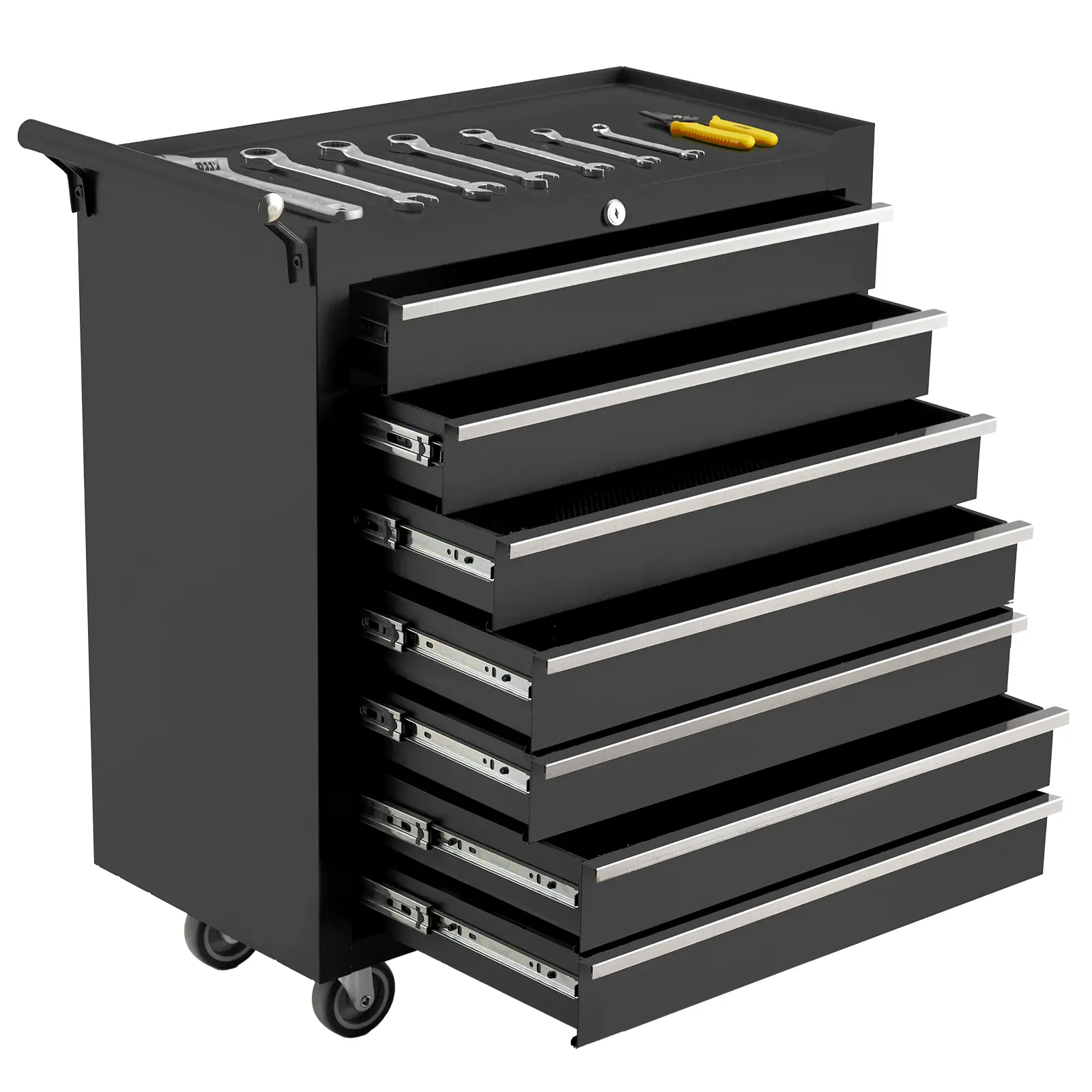 Heavy Duty Tool Storage Cabinet - Durable Metal Toolbox for Home Improvement - Secure Organization for Tools & Accessories - 7 Drawers & Wheels