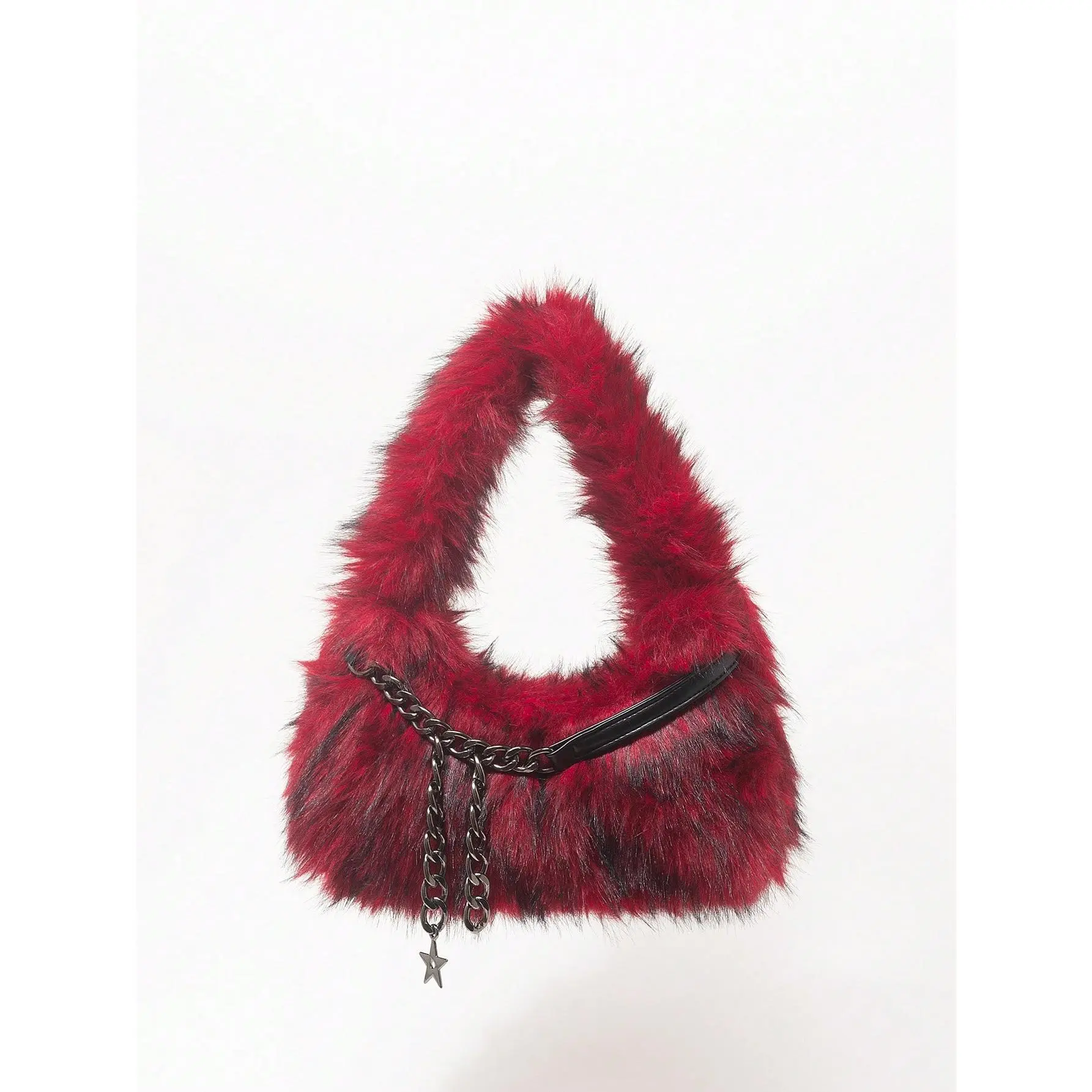 2000s Style Women Shoulder Bags,Punk Rivet Biker Bags,Fur Purse ,Autumn & Winter Wallets, Hobo Handbag(Random Pattern)