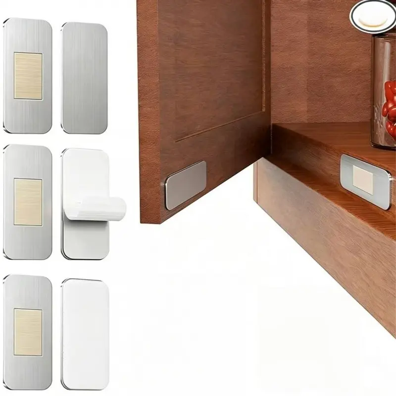 6-Pack Stainless Steel Ultra-Thin Strong Magnet Cabinet Door Stopper, No Drilling Installation, Safe and Secure, for Kitchen Cabinets, Wardrobes, Drawers