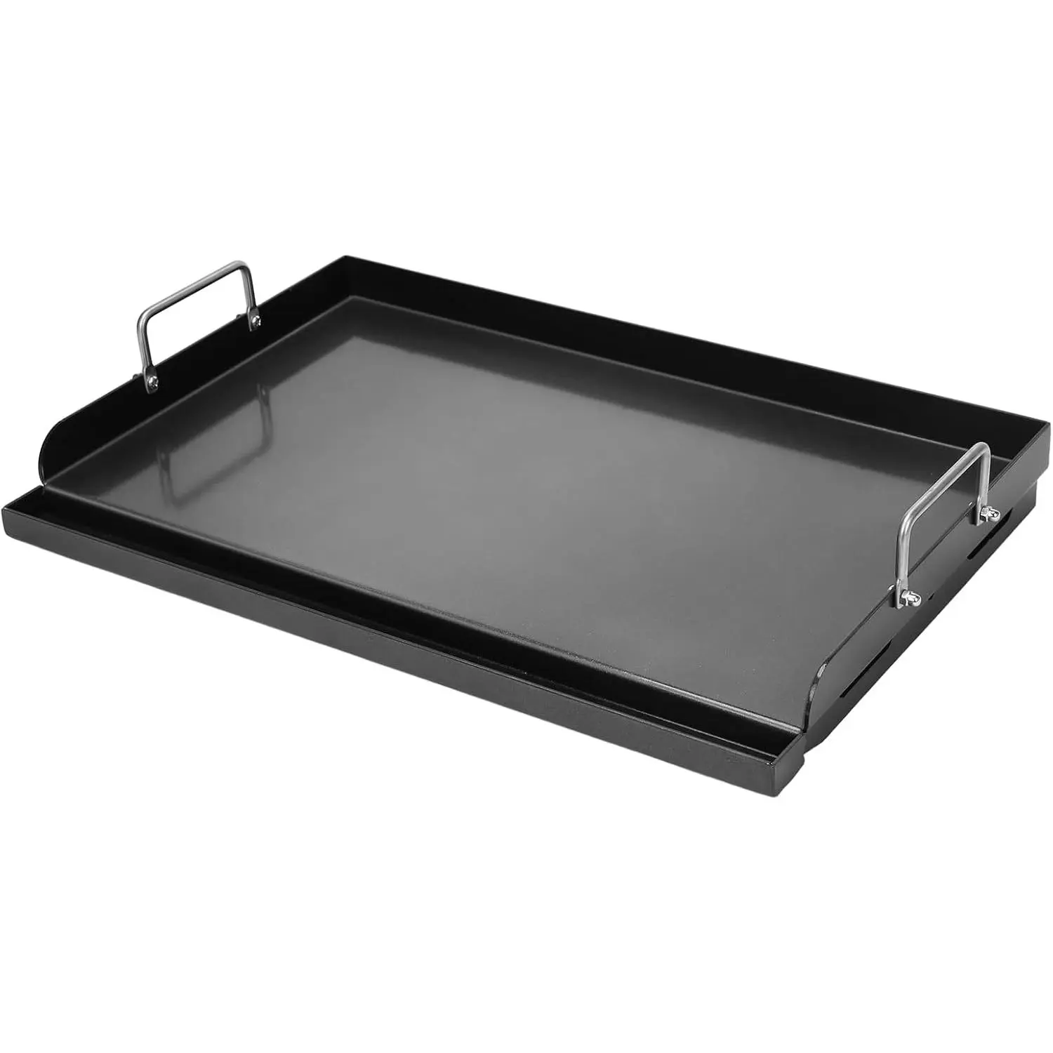 25 "x 16" nano ceramic non stick coating barbecue grill, suitable for gas barbecue grills, cast iron barbecue grills, suitable for charcoal, gas barbecue grills, camping, flat top panel inserts, with grease groove and detachable handle2