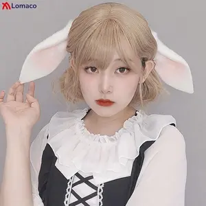 Plush Bunny Hare Ears Hairbands Loppy Eared Rabbit Hair Hoop Fluffy Bunny Tail Cute Women Cosplay Accessories Fursuit Props