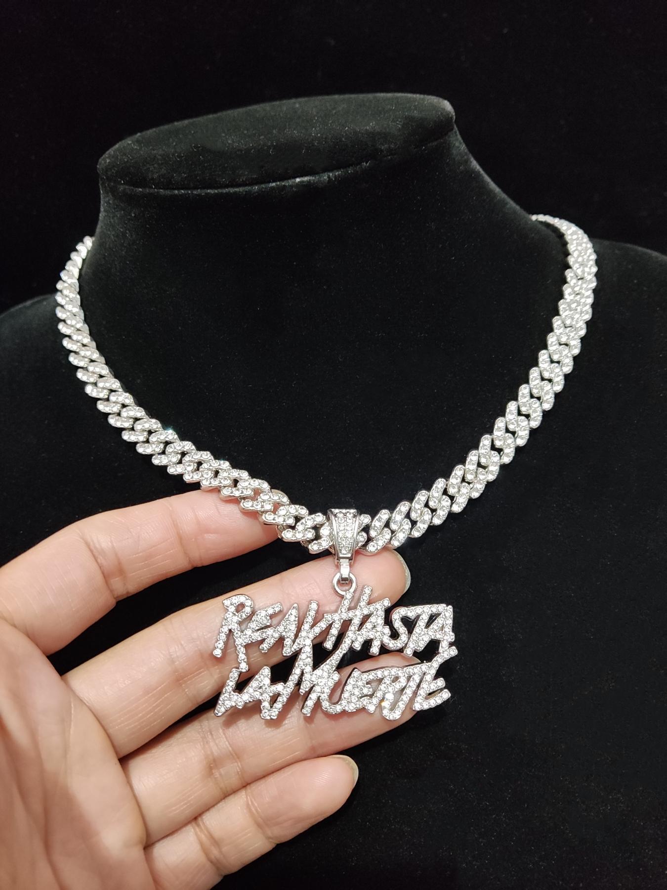 Fashion Letter Detail Pendant Cuba Necklace for Men & Women, Zinc Alloy Hip Hop Jewelry for Party, Club, Matching Punk Accessories As Gift for Women & Men