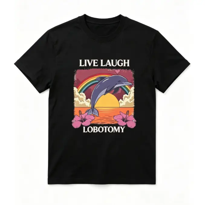 Vintage Sunset Dolphin Rainbow Hibiscus Tropical Ocean Nature Graphic Short Sleeve T-Shirt, Unisex Summer Vacation Back To School Positive Beach Casual Tops, 100% Pure Cotton Printed Craft Summervibes Tee, Soft Breathable Relaxed Fit everyday outfits
