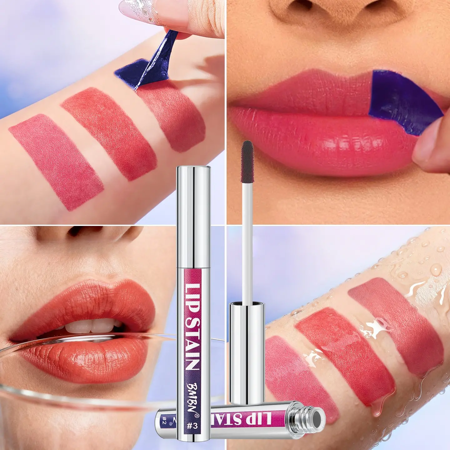1Pcs Rip Lip Gloss, Pink/Red Shades Suitable for Christmas Gifts, Rip Lip Gloss Lip Glaze - Liquid Lipstick Lasting Moisturizing, Waterproof, Non-Stick Cup, Suitable for All Skin Types, Glossy Makeup
