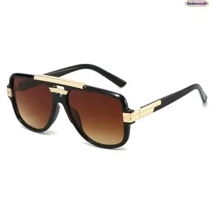 Men's Oversized Vintage Square Sunglasses - Polarized Large Frame, UV Protection Lens, Cyclops Shade, Aviation-Themed, Geometric-Shaped, Fashion Design, Windproof Driving, Beach Wear, Summervibes, Men's Sunglasses, Vintage Sunglasses