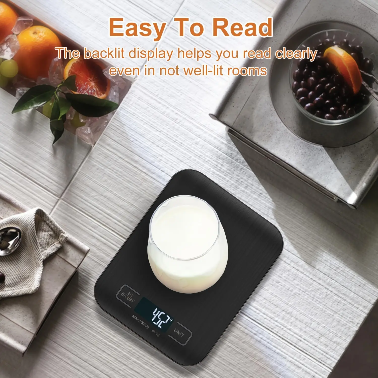 High Precision Digital Kitchen Scale, USB Charging/battery Powered, LCD Display, Stainless Steel, Waterproof, Accurate Food Weighing