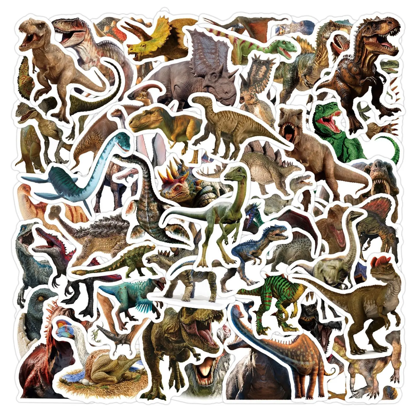 55 Realistic Dinosaur Pattern Creative Graffiti Stickers, Waterproof Car Luggage Cup Skateboard Stickers, Unique DIY Decorations