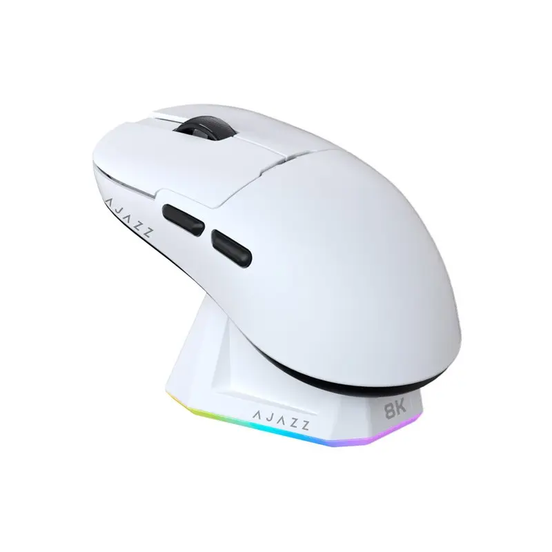 AJAZZ AJ159PRO Wireless Office Mouse Magnetic Charging Base Set High Performance PAW3395 Sensor Small Handheld Lightweight Gaming Mouse DPI26000 Gaming and Office Dual Use Gaming Pc Accessories