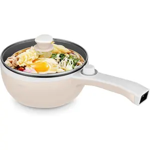 Hot Pot Electric Upgraded, Non-Stick Sauté Pan, Rapid Noodles Electric Pot, 1.5L Mini Portable Hot Pot for Steak, Egg, Fried Rice, Ramen, Oatmeal, Soup with Power Adjustment