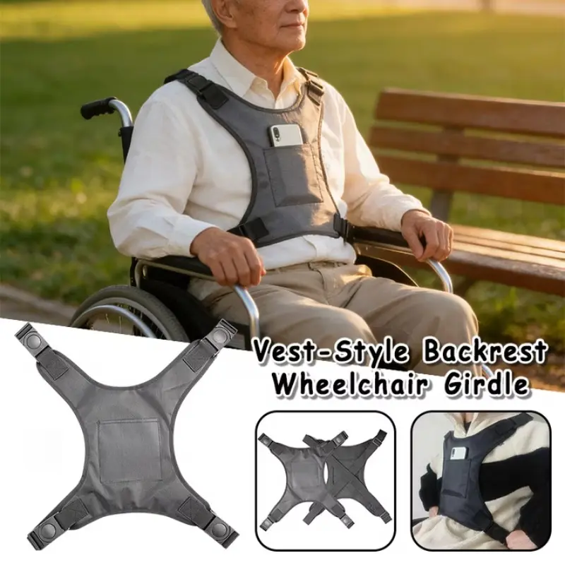 Wheelchair Safety Torso Support Vest Harness - Durable Breathable Mesh Fall Prevention Gear, Home Supplies Patient Restraint Chest/Body Belt for Healthcare Use
