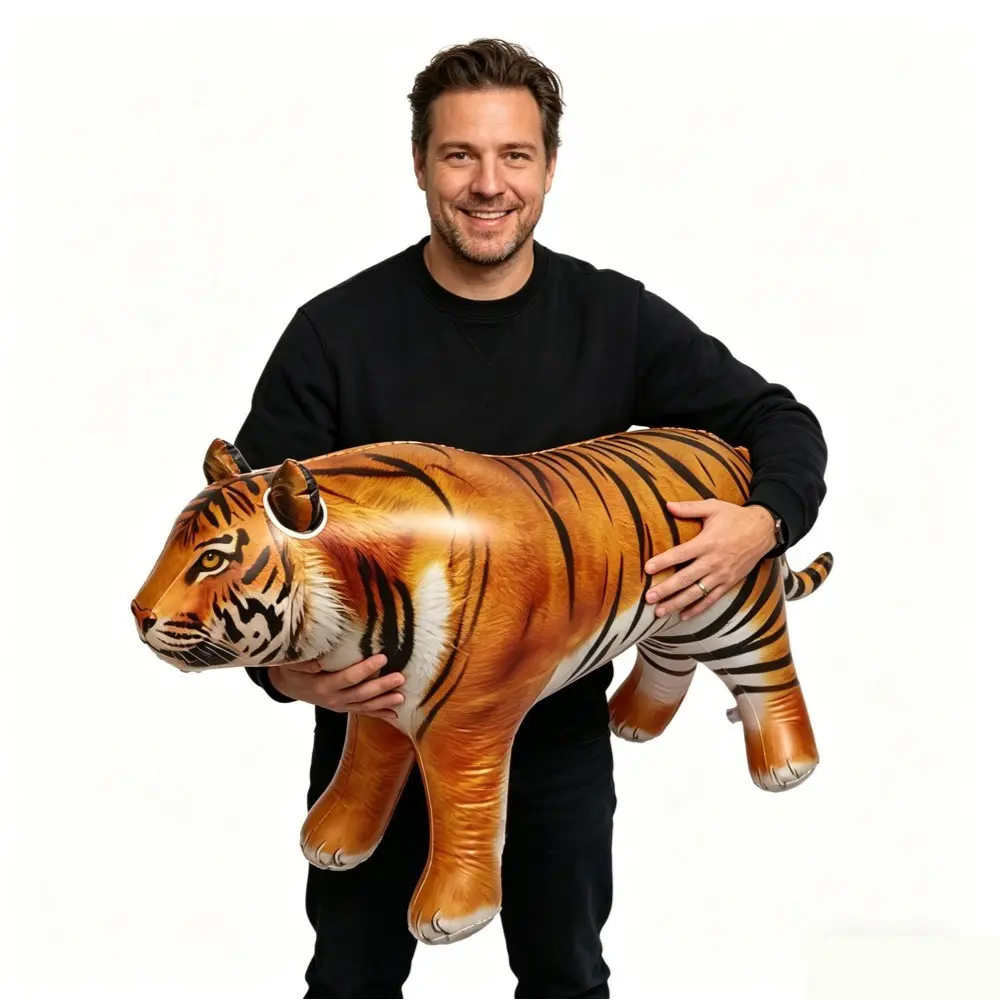PVC Inflatable Tiger Decoration, Durable Realistic Material, Perfect for Party Decor, Car Backyard, Theme Parties, Outdoor Festivals