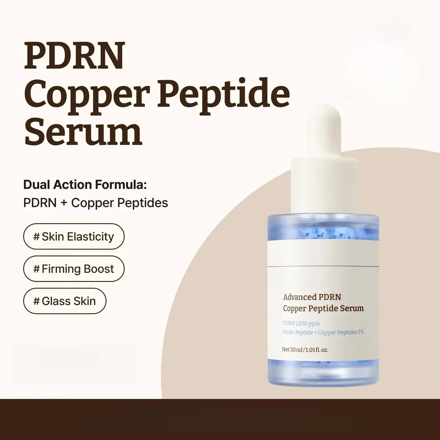 Advanced PDRN Copper Peptide Serum – GHK-Cu with PDRN Serum for Face – Copper Peptides for Firming, Anti Age Boost & Skin Elasticity – with Hyaluronic Acid & Hydrolyzed Collagen Peptides – 1.01 Fl Oz