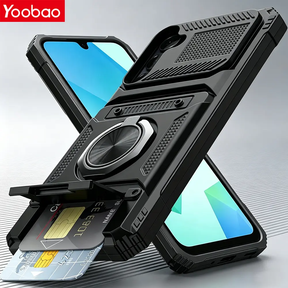 Heavy‑Duty Shockproof Hard Case with Dual Card Slots & 360° Rotatable Stand, Anti‑Slip Anti‑Scratch Business‑Style Cover for Samsung Galaxy A14 A15 A16 A17 A25 A26 A27 A35 A36 A37 A55 A56 A57 4G 5G