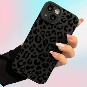 Phone Case: Angel Eye New Black Leopard Print Pattern Phone Case Suitable for iPhone 17promax 16 15 14 13 12 11 X XS XR XSMAX Plus Series All Inclusive Soft Case - Trendy And Fashionable Leopard Print Element Protective Case