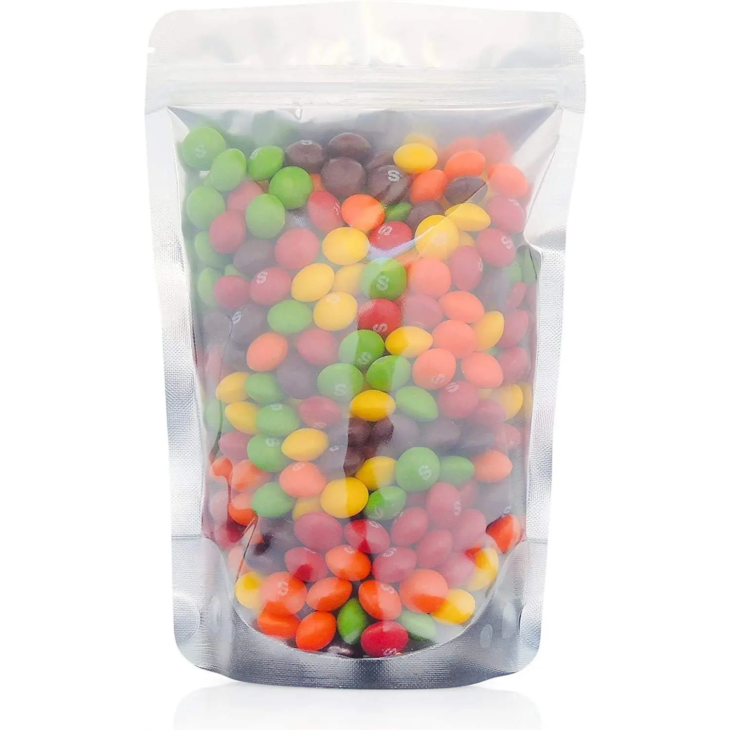 5" x 8" Stand Up Pouch Bags, 100 Pack – Clear Front &  Foil , Resealable and Heat Sealable Storage Bags for , Snacks, Coffee, Candy, and