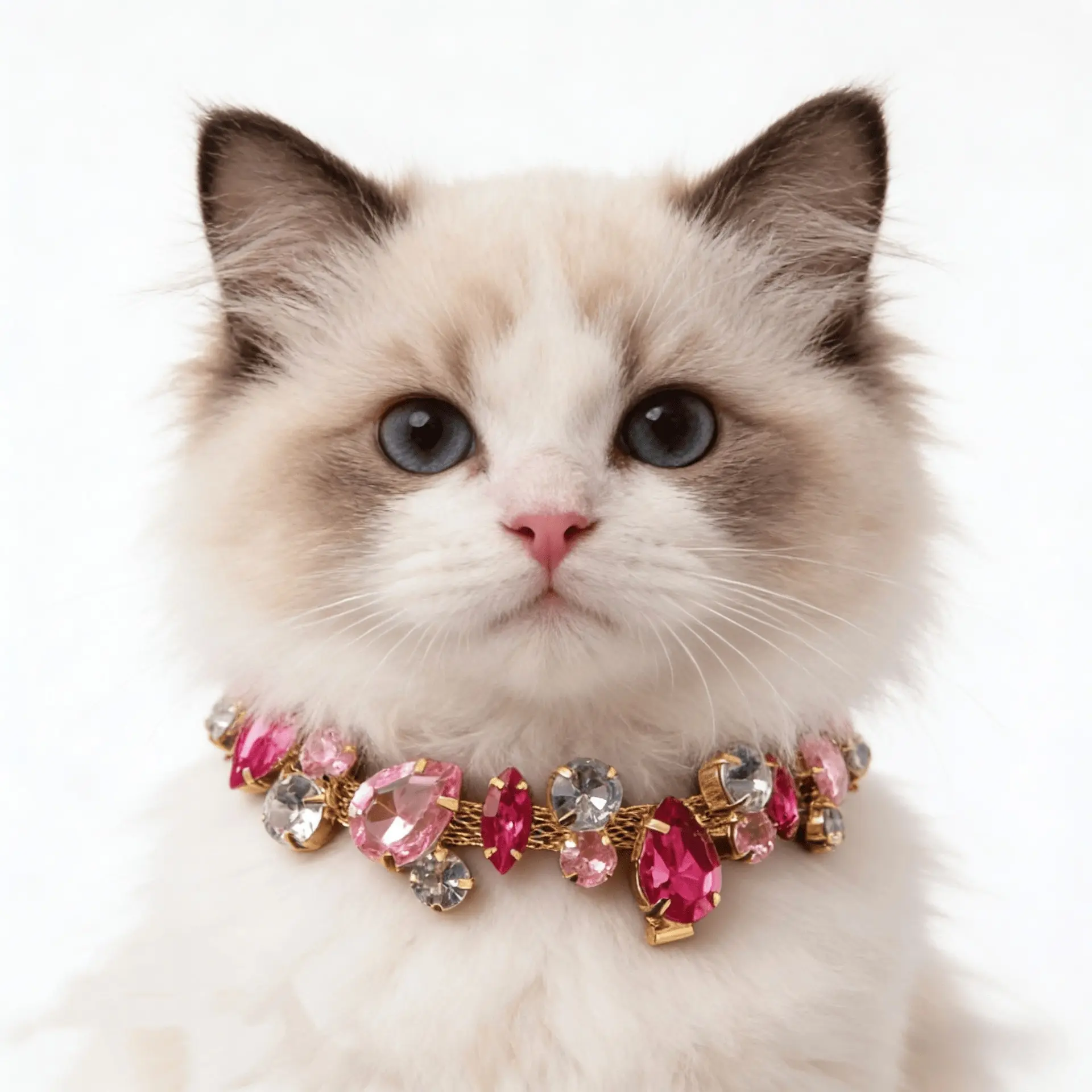 Pet Full Diamond Crystal Collar, Gemstone Necklace, Adjustable Shiny Pet Necklace for Small to Medium Cats, Kittens and Dogs, Adjustable Collars