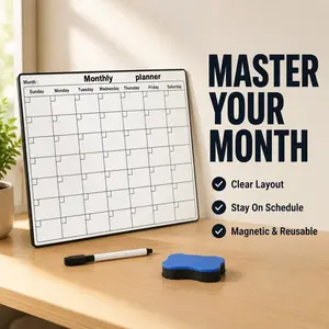 Reusable Magnetic Monthly Dry Erase Planner Board, Fridge Calendar Whiteboard, Home Office Daily Weekly Scheduler, to Do List Organizer, Calendar for Fridge