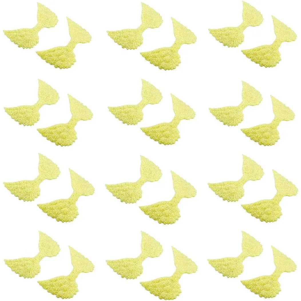 30-Pack Modern Fabric-Rayon Angel Appliques Patch Set for DIY Crafting, Hair Accessories, Cake Toppers (Yellow)