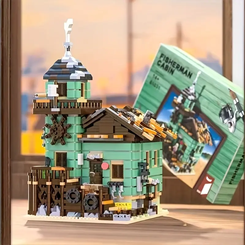 61031-1 Fisherman's Cottage Building Toy - 1300pcs Vintage Nautical Collectibles, Heavy-Detail Miniature Diorama Buildings, Anime & Manga Themed Set for 12+ Years, House Decoration Display Gift