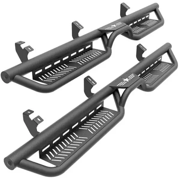 【YZONA】Heavy-Duty Carbon Steel Running Board Side Steps - 2-Stair Nerf Bars, Star Logo Rock Sliders, Automotive Accessory for 2024-2026 Toyota Tacoma Double Cab & Crew Cab (4 Full-Size Doors),car accessories