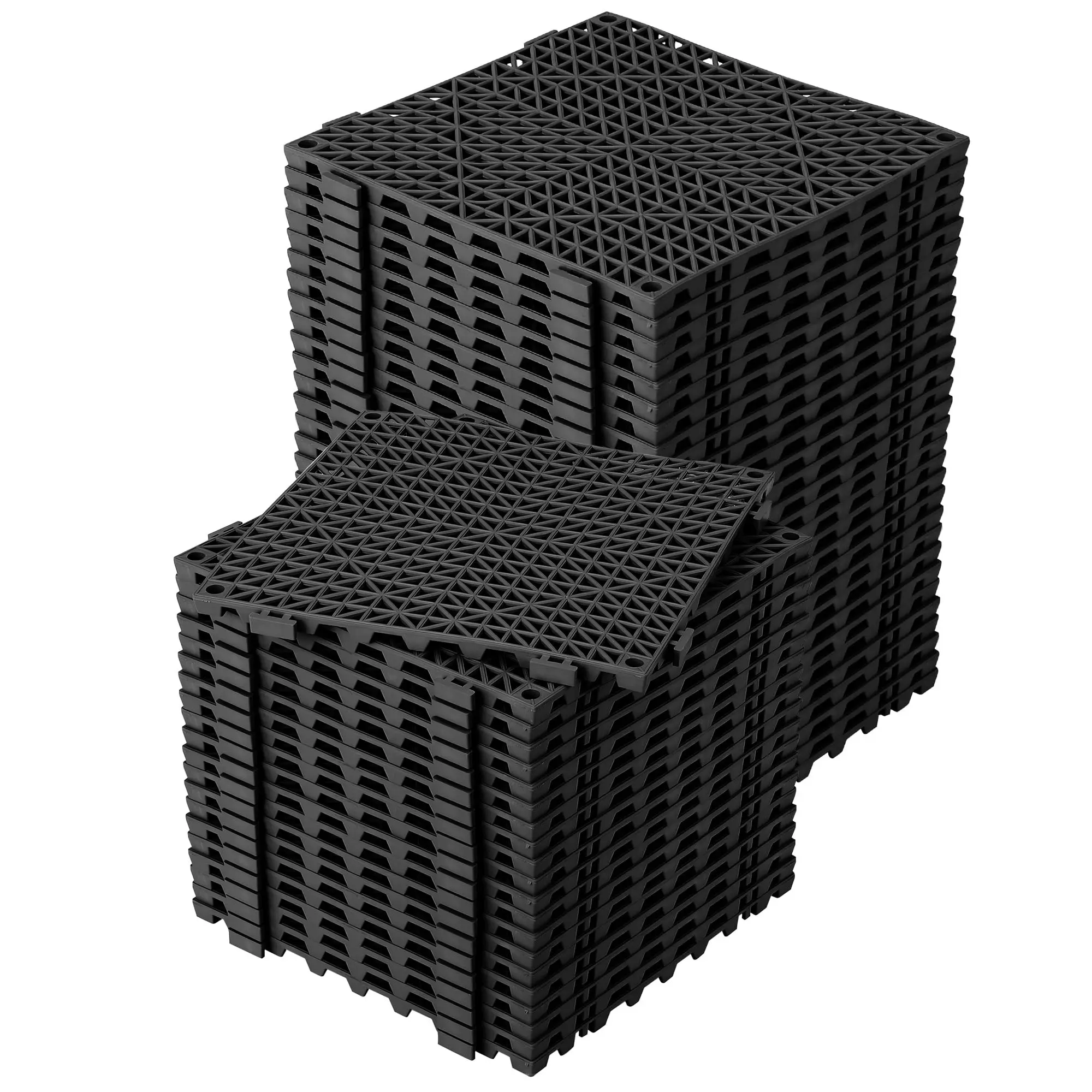 Garvee Modular Interlocking Drainage Mats, 50-Pack of 12x12 Inch Soft PVC Tiles with Anti-Slip Drainage Holes, Ideal for Garage and Other Wet Areas