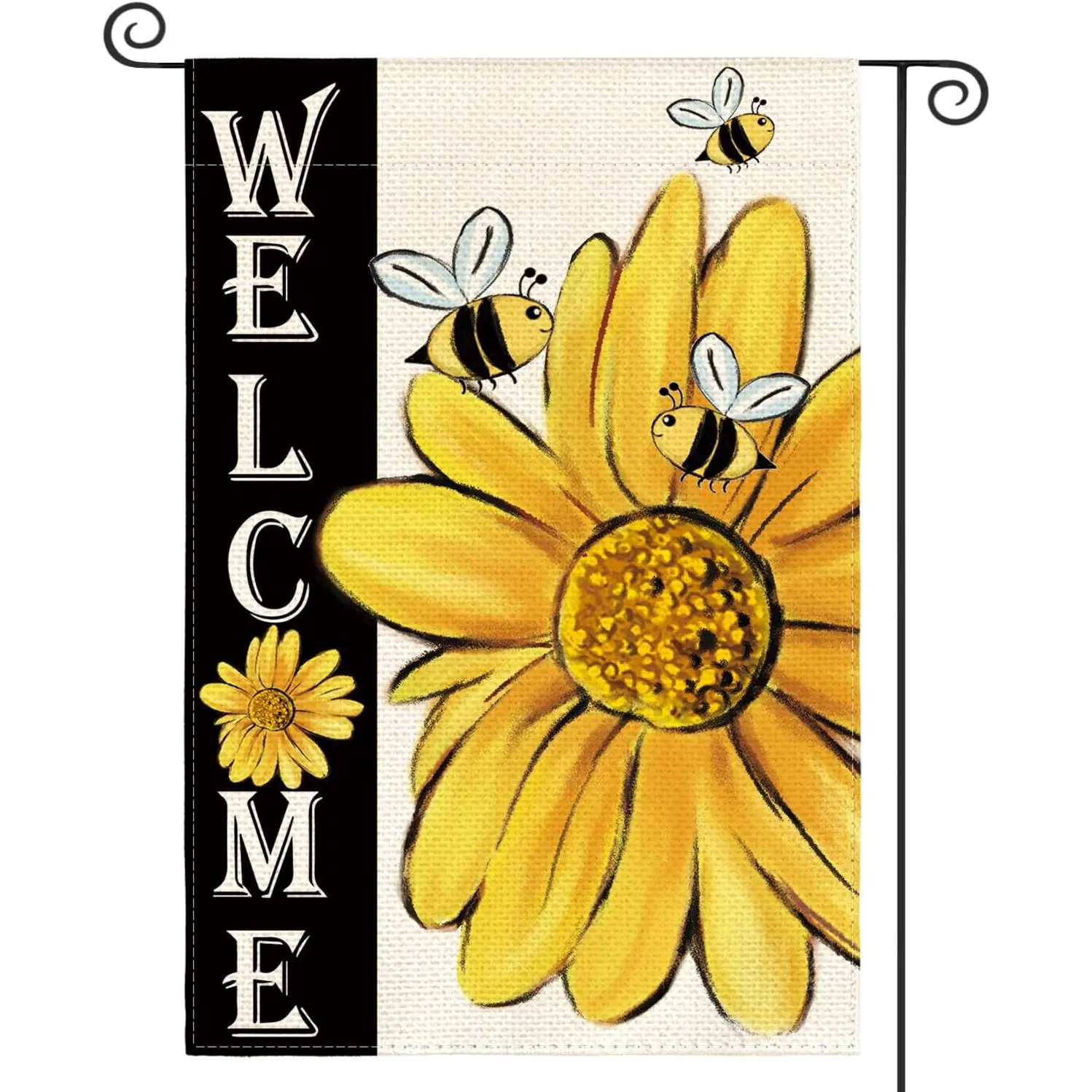 Double-Sided Bee Sunflower Garden Flag - 28x40inch Flag Only, Thick Fabric Welcoming Porch Decor for Spring & Summer Outdoor Courtyard Holiday Decoration, Two Sizes