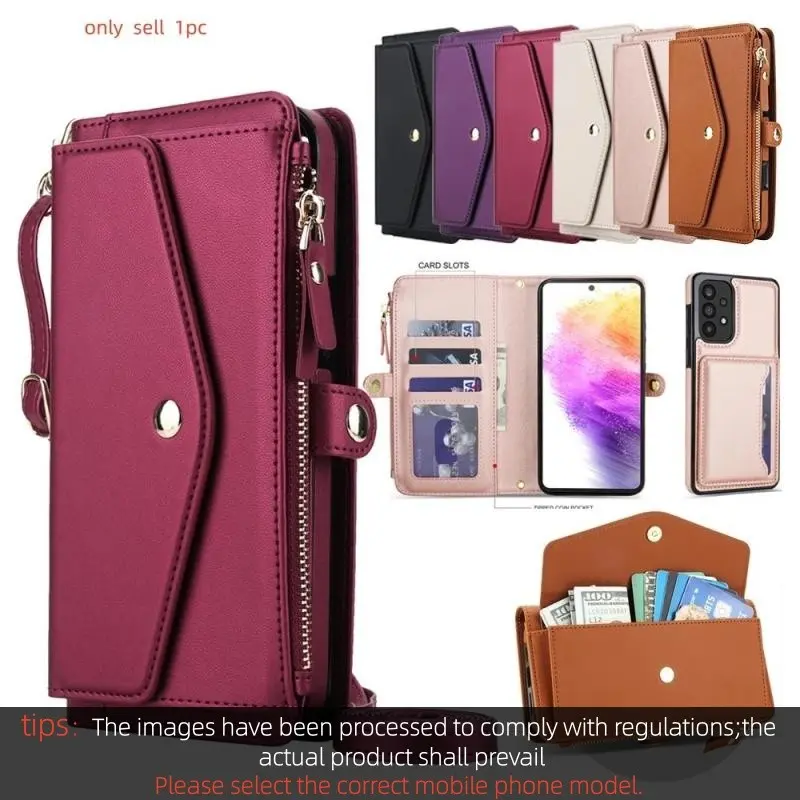 2 in 1 Zipper Wallet Protective Case Protector for Samsung Galaxy A57 A37 A17 A56 A36 A73 A72 A14 A35 A55 A54 A53 A52 A16 A15 A13 4G 5G Leather Phone Cover Accessories Mobile Phone Accessories Protection