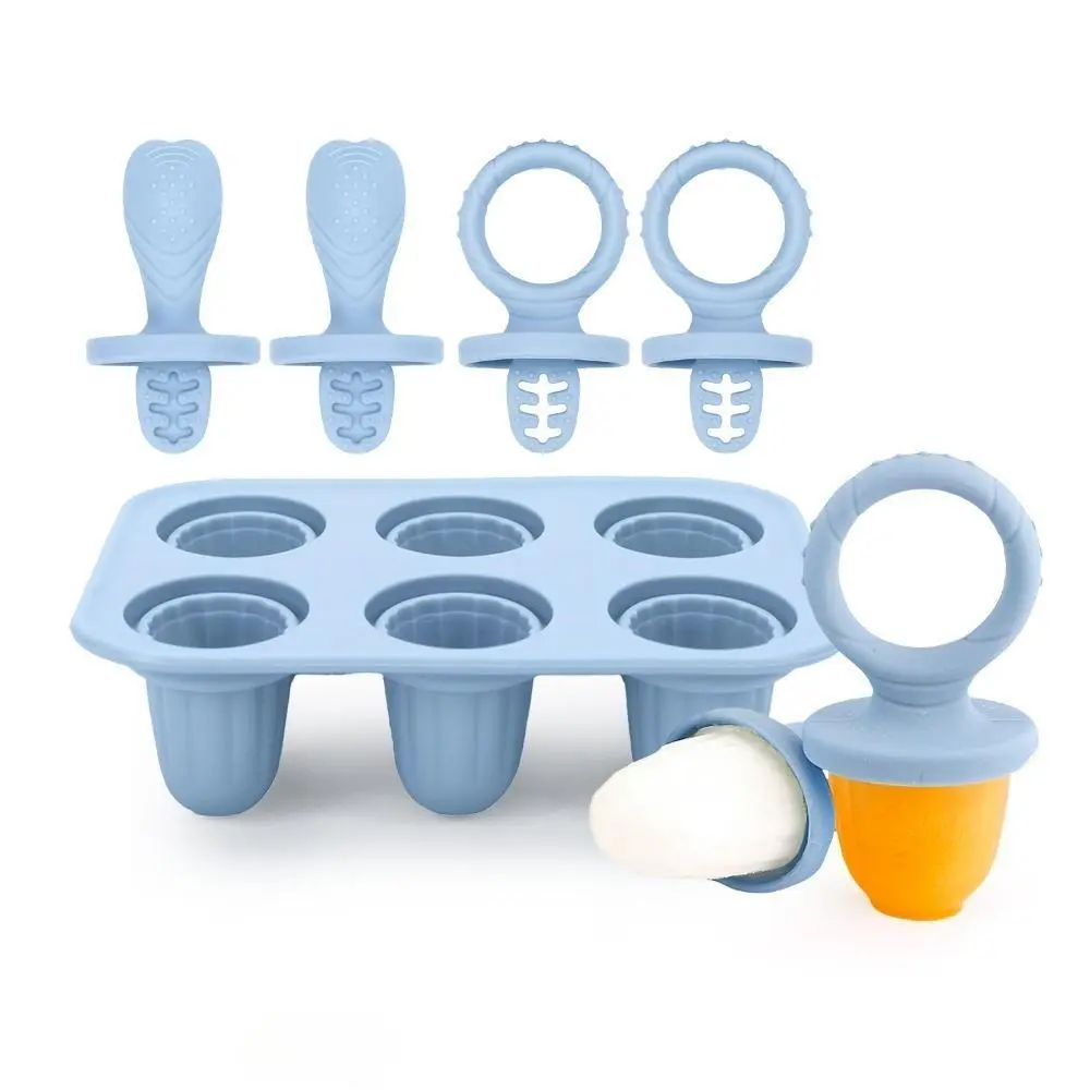 Silicone Popsicle Molds for Baby Teething, Reusable 6-Cavity Freezer Tray with Dual-Handle, Easy Release Ice Pop Maker for Healthy Snacks & Breastmilk